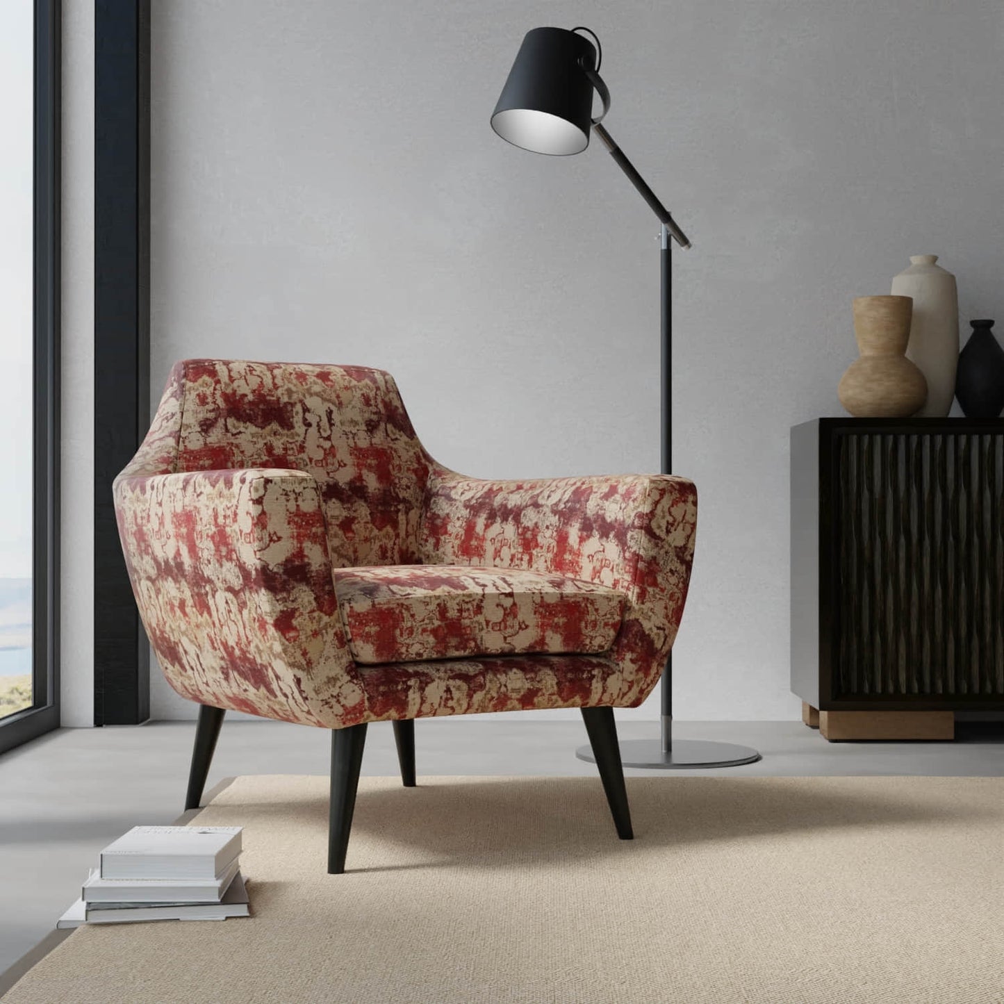 Kate Bordeaux upholstered on a contemporary chair