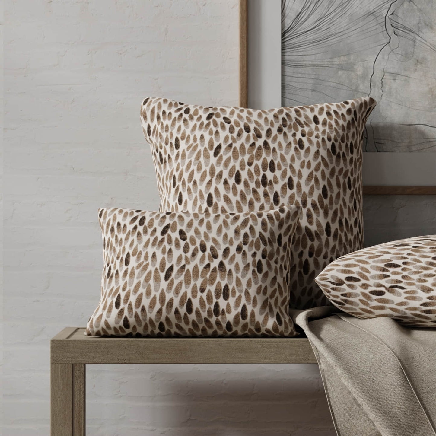 Lucille Umber made up on pillows