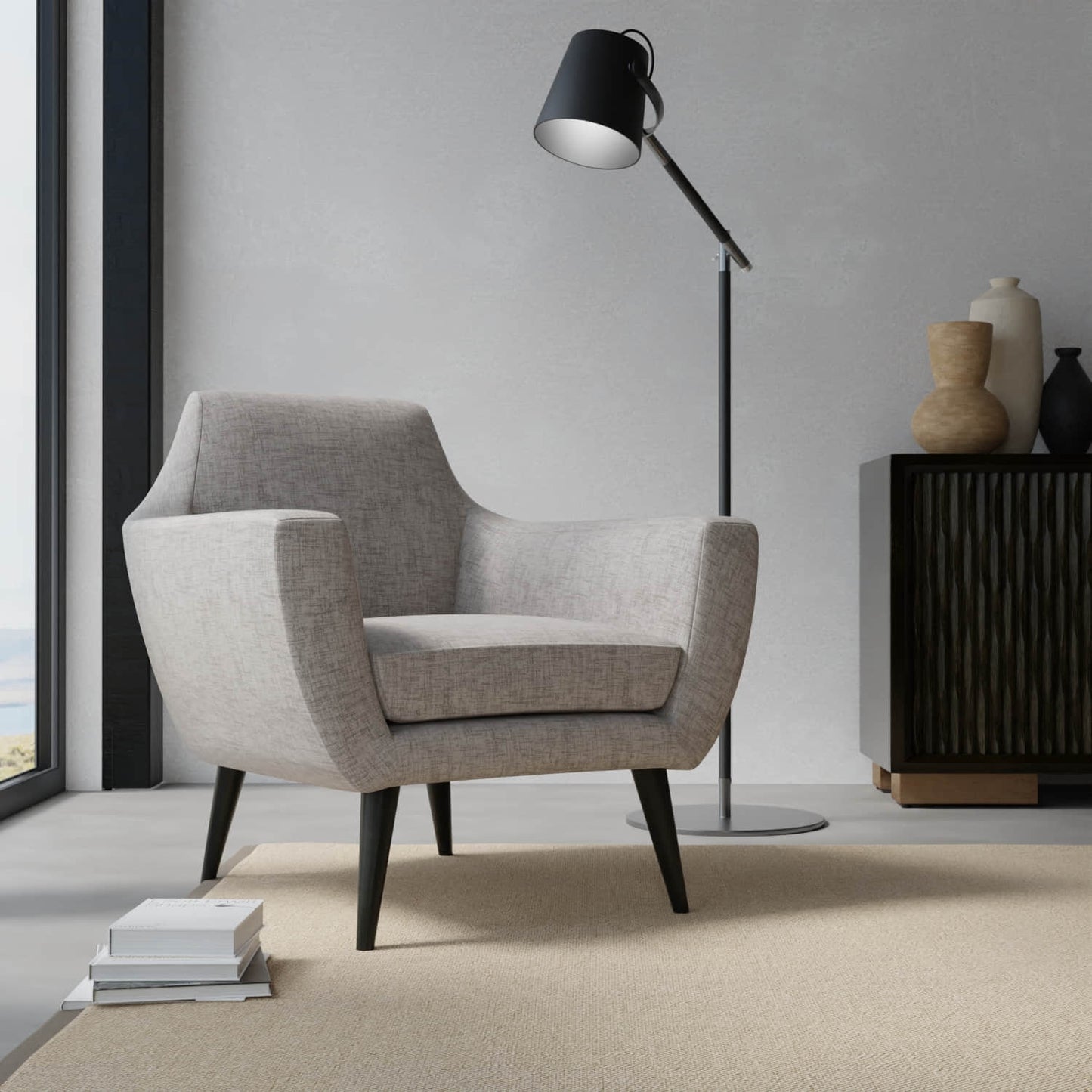 Mateo Smoke upholstered on a contemporary chair