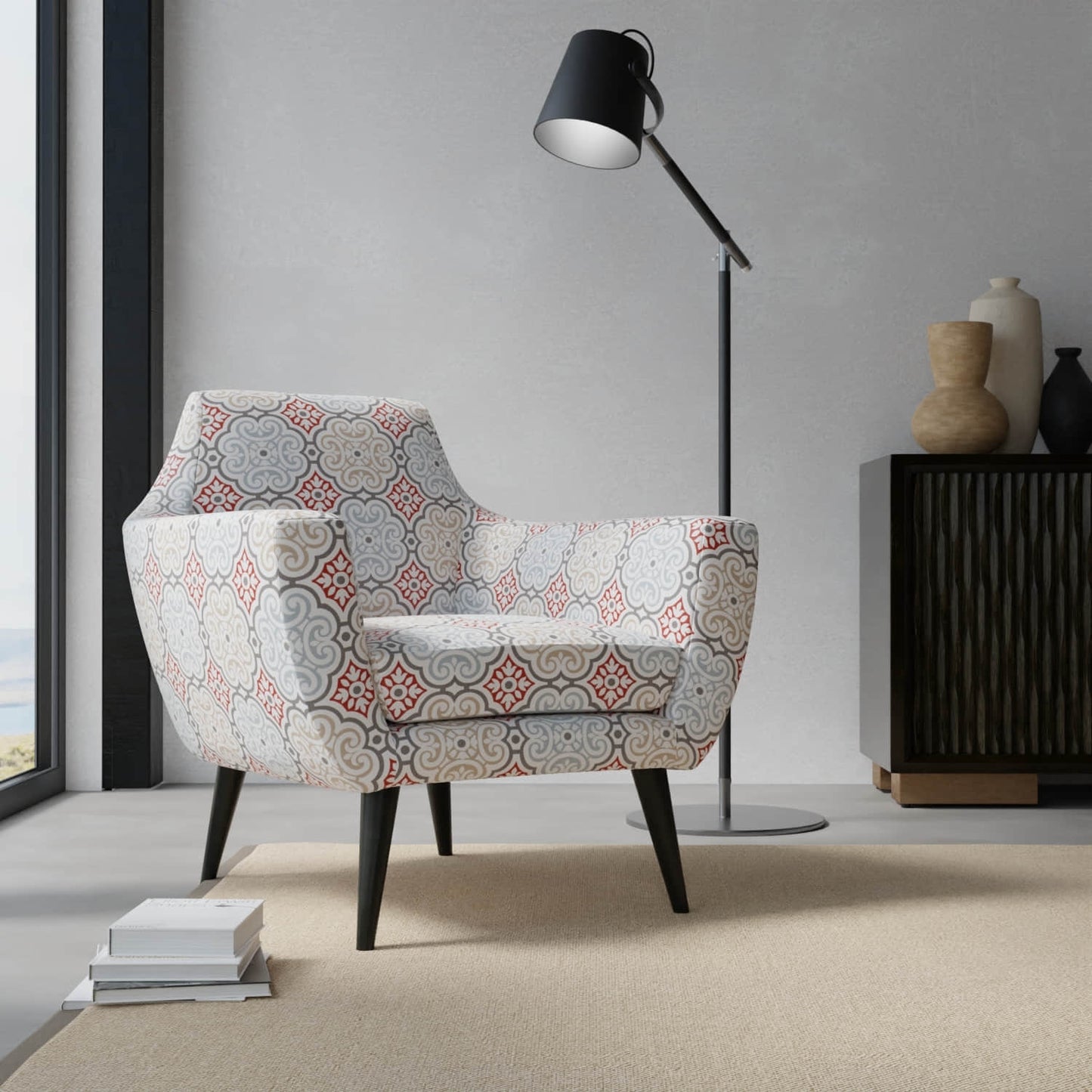 Maynard Cherry upholstered on a contemporary chair