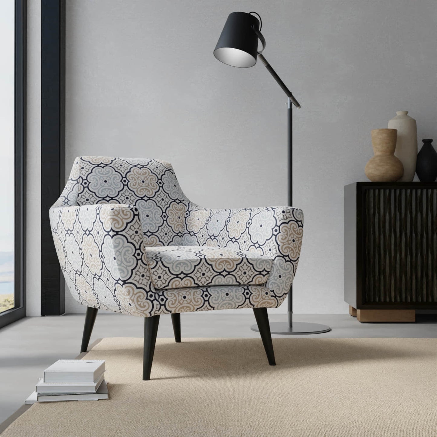 Maynard Stone upholstered on a contemporary chair