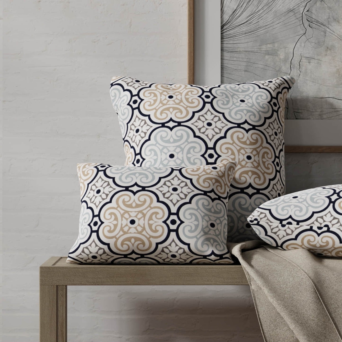 Maynard Stone made up on pillows