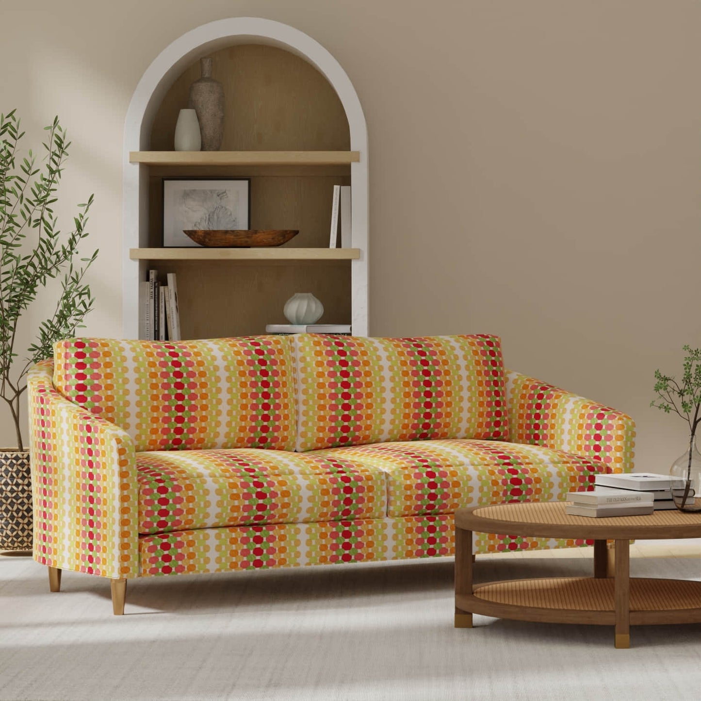Mercado Citrus upholstered on a couch