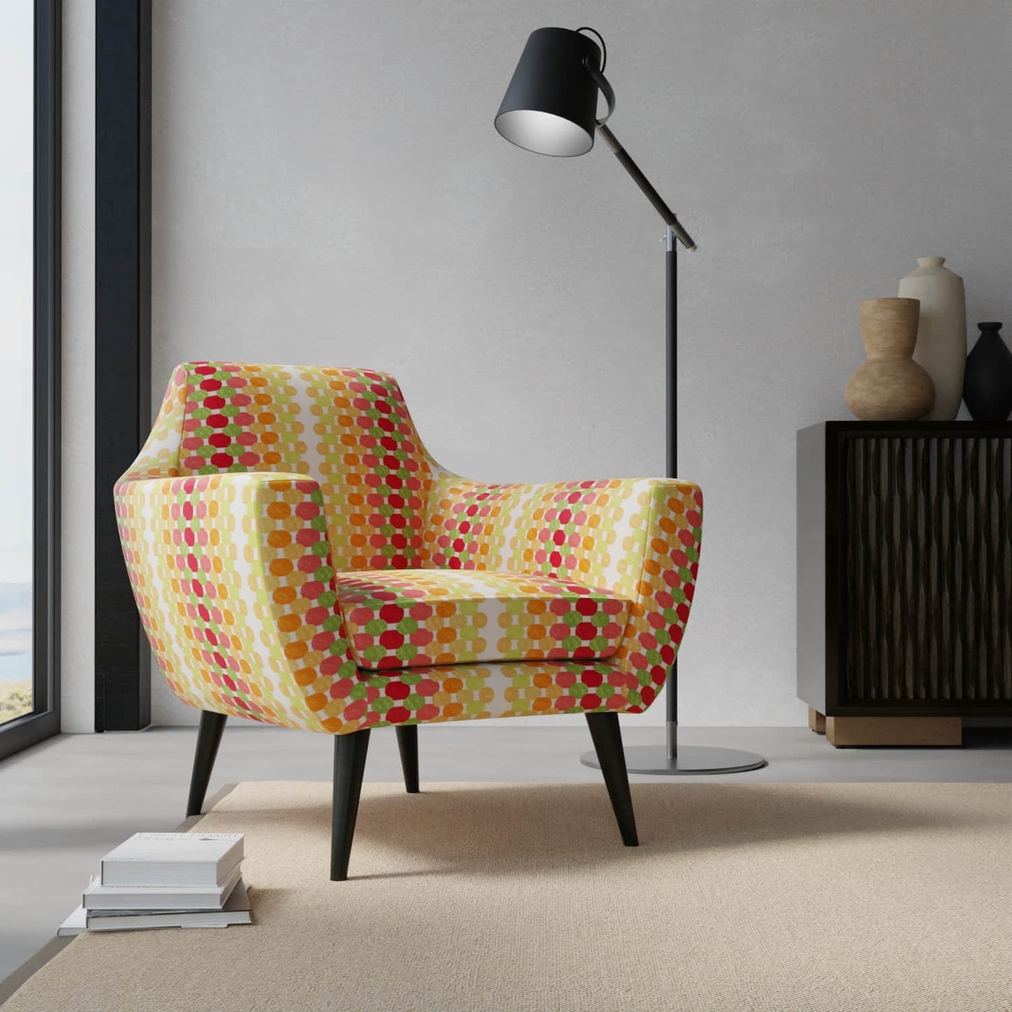 Mercado Citrus upholstered on a contemporary chair