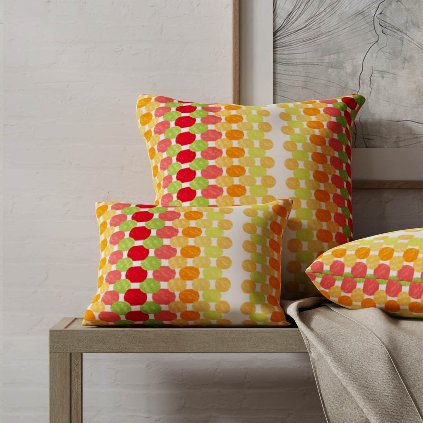 Mercado Citrus made up on pillows