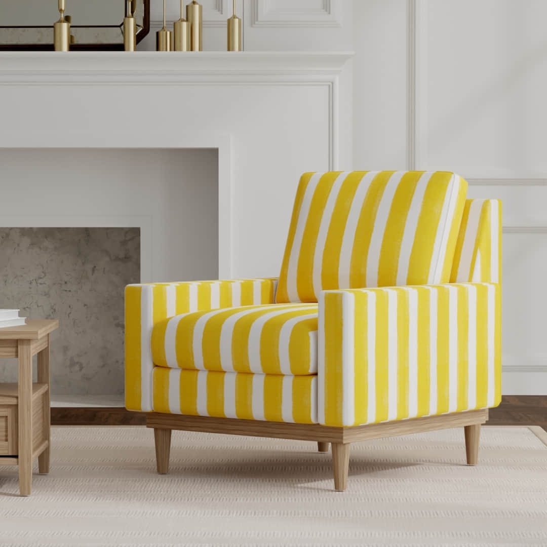 Michaela Lemon upholstered on a mid century modern chair