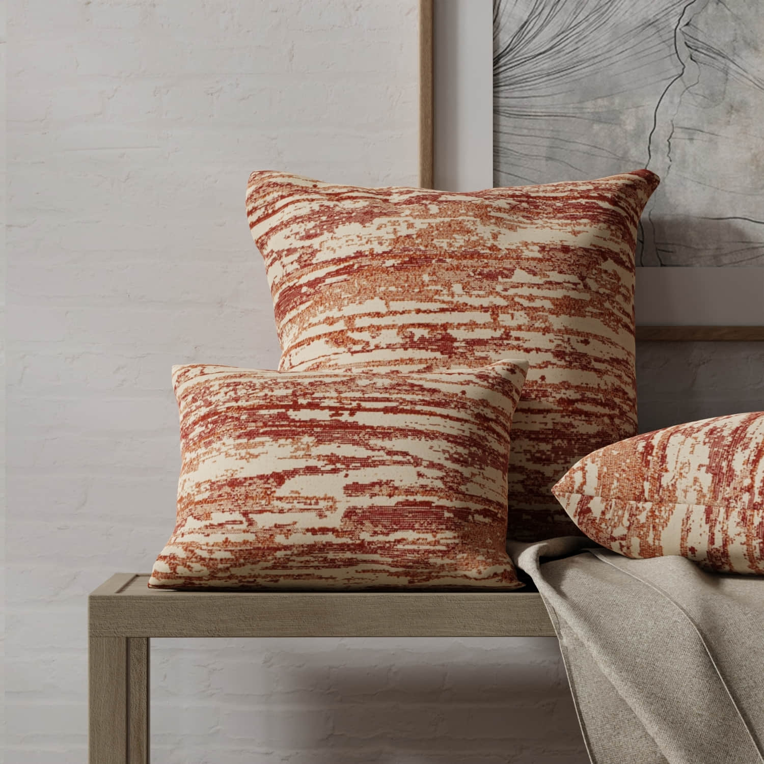 Milo Brick made up on pillows