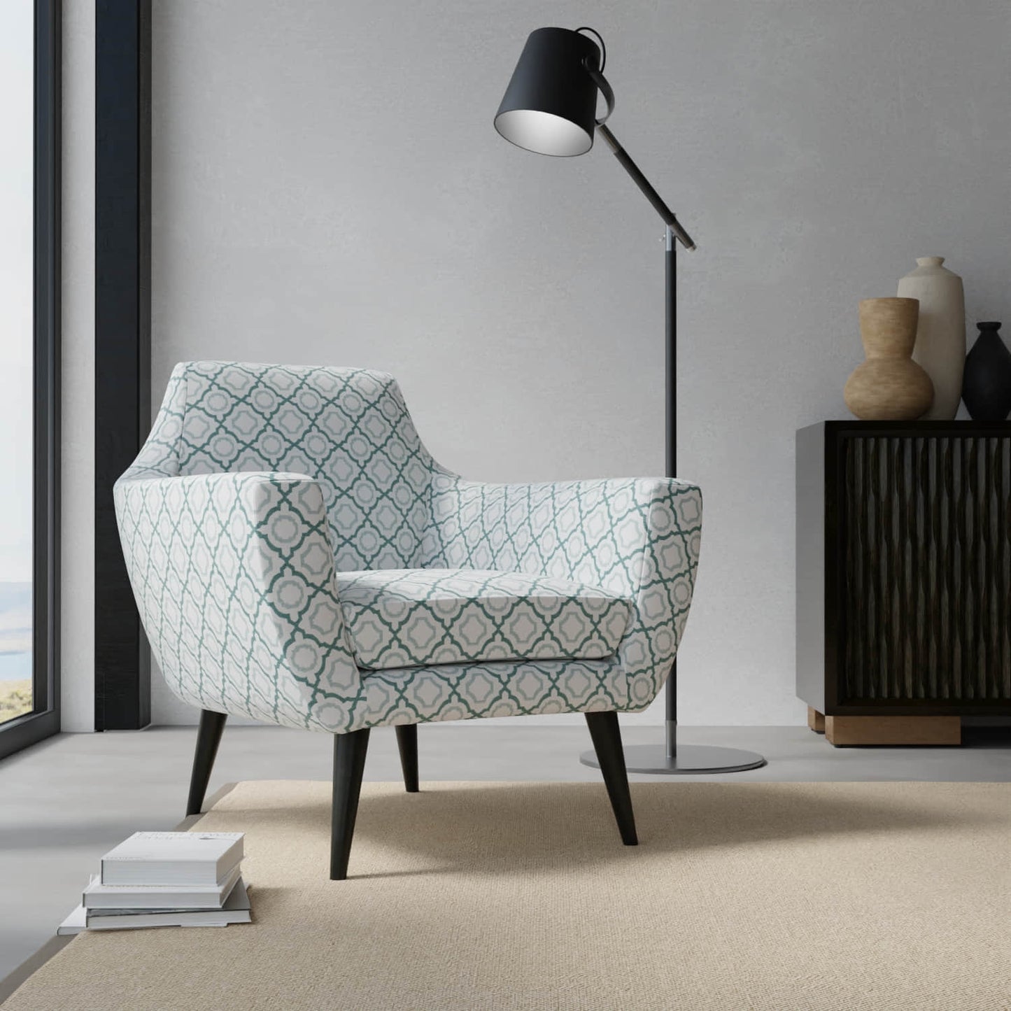 Morgan Lagoon upholstered on a contemporary chair