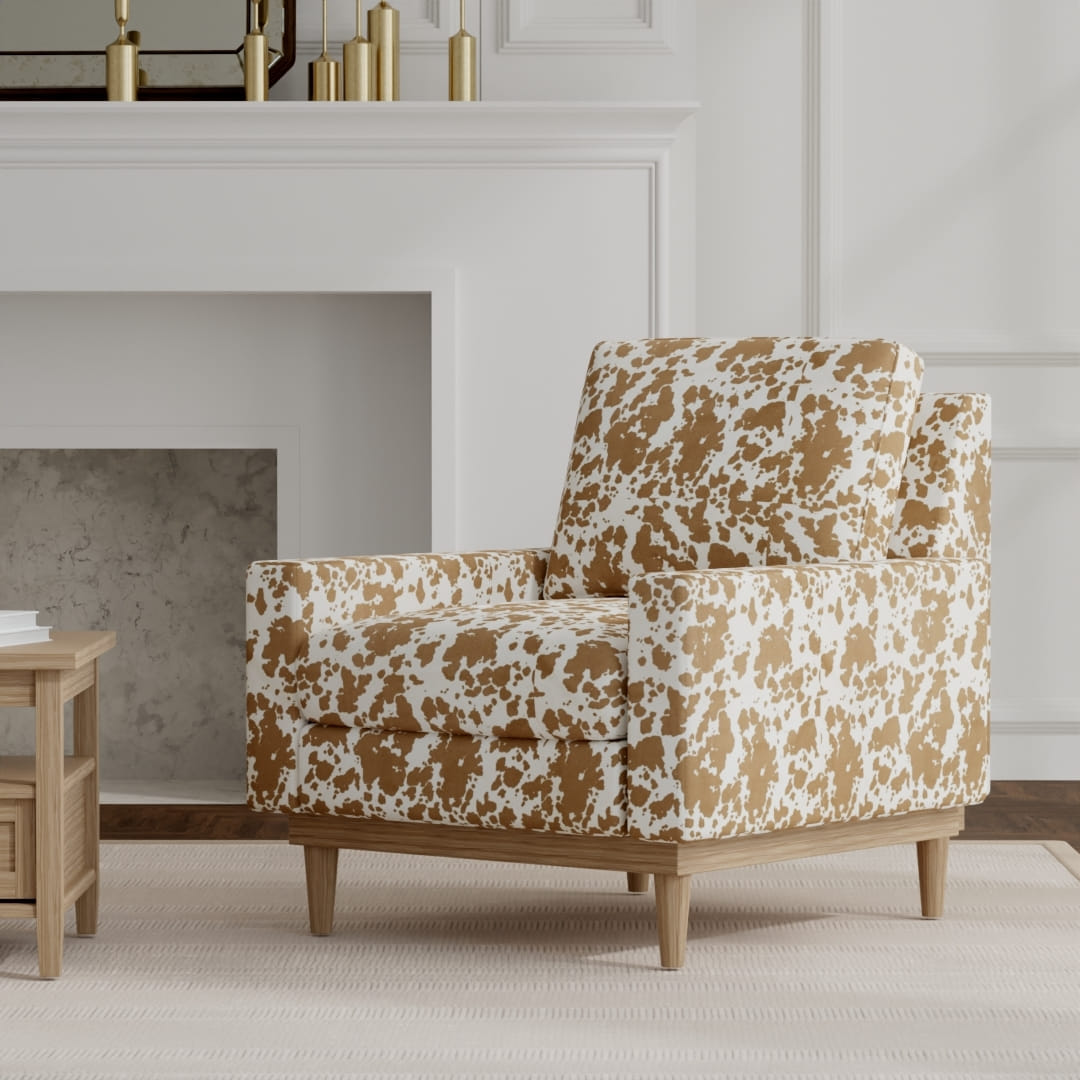 Neely Pecan upholstered on a mid century modern chair