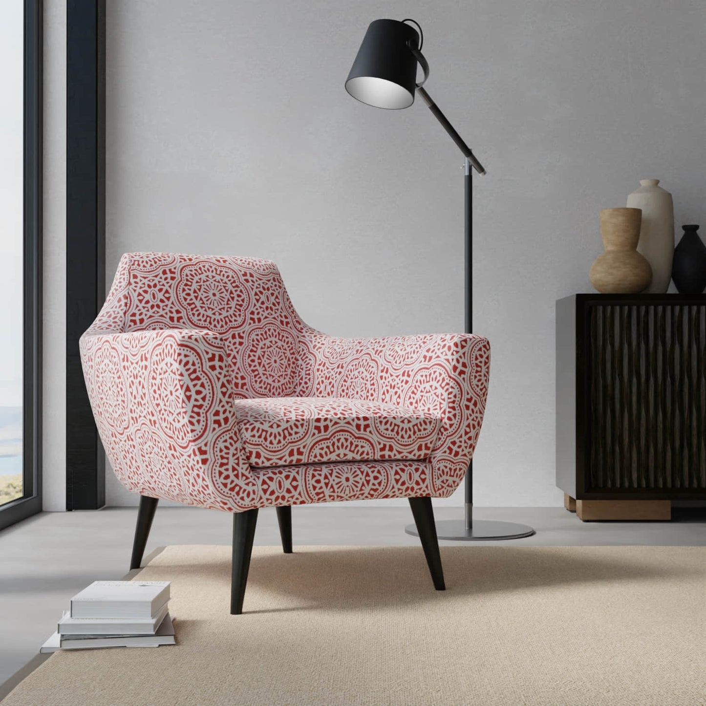 Newman Coral upholstered on a contemporary chair