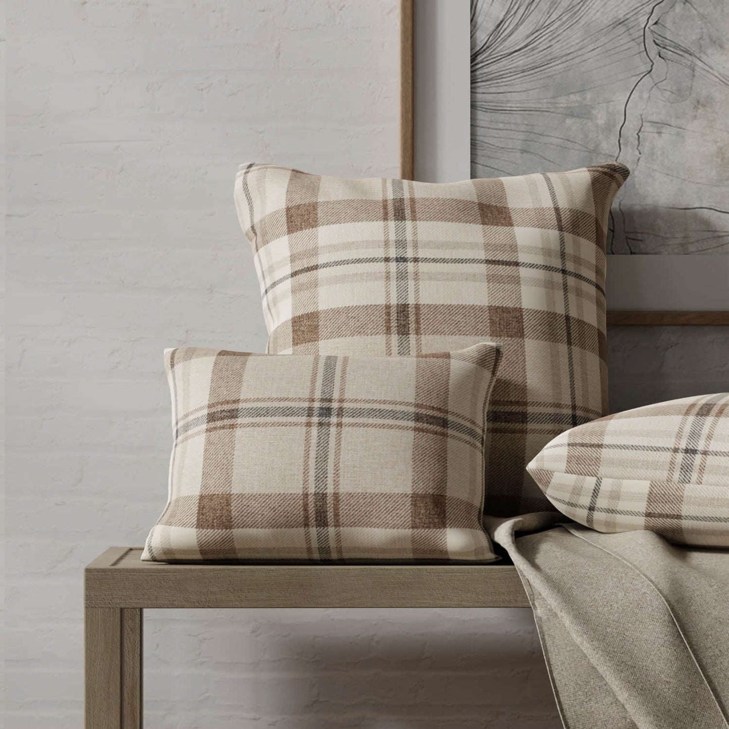 Otis Driftwood made up on pillows