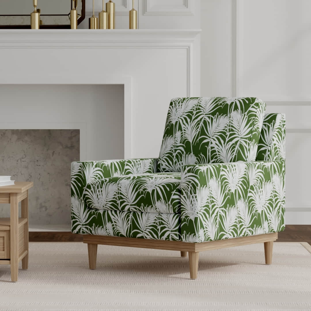 Peterson Fern upholstered on a mid century modern chair