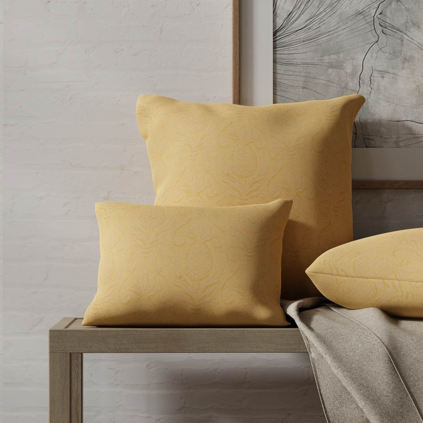 Pineapple Gold made up on pillows