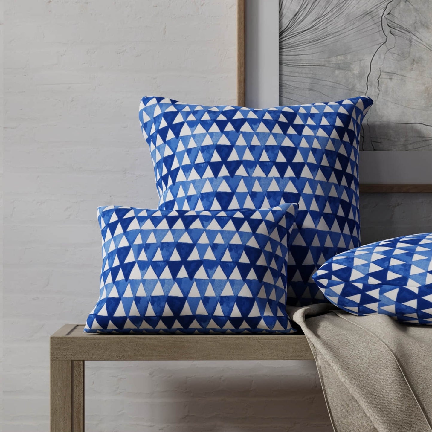 Pollard Indigo made up on pillows