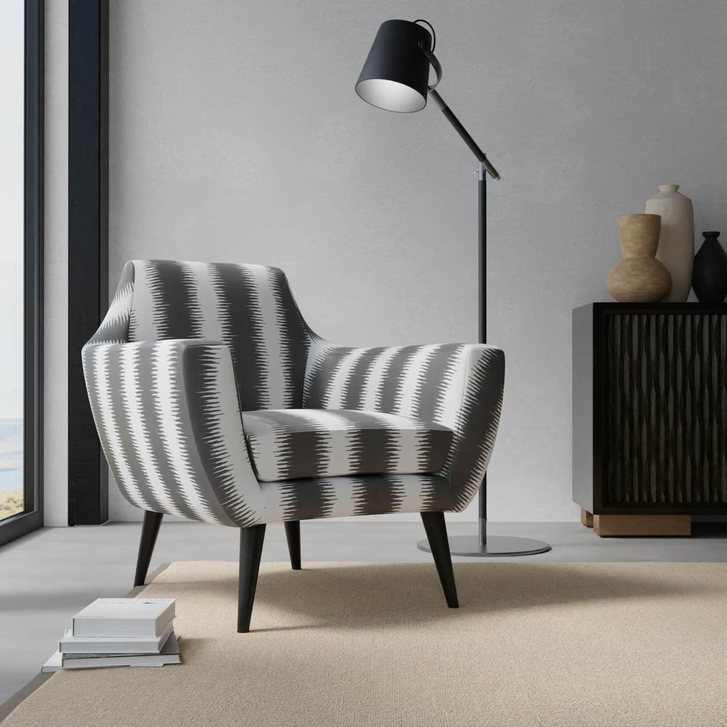 Raina Granite upholstered on a contemporary chair