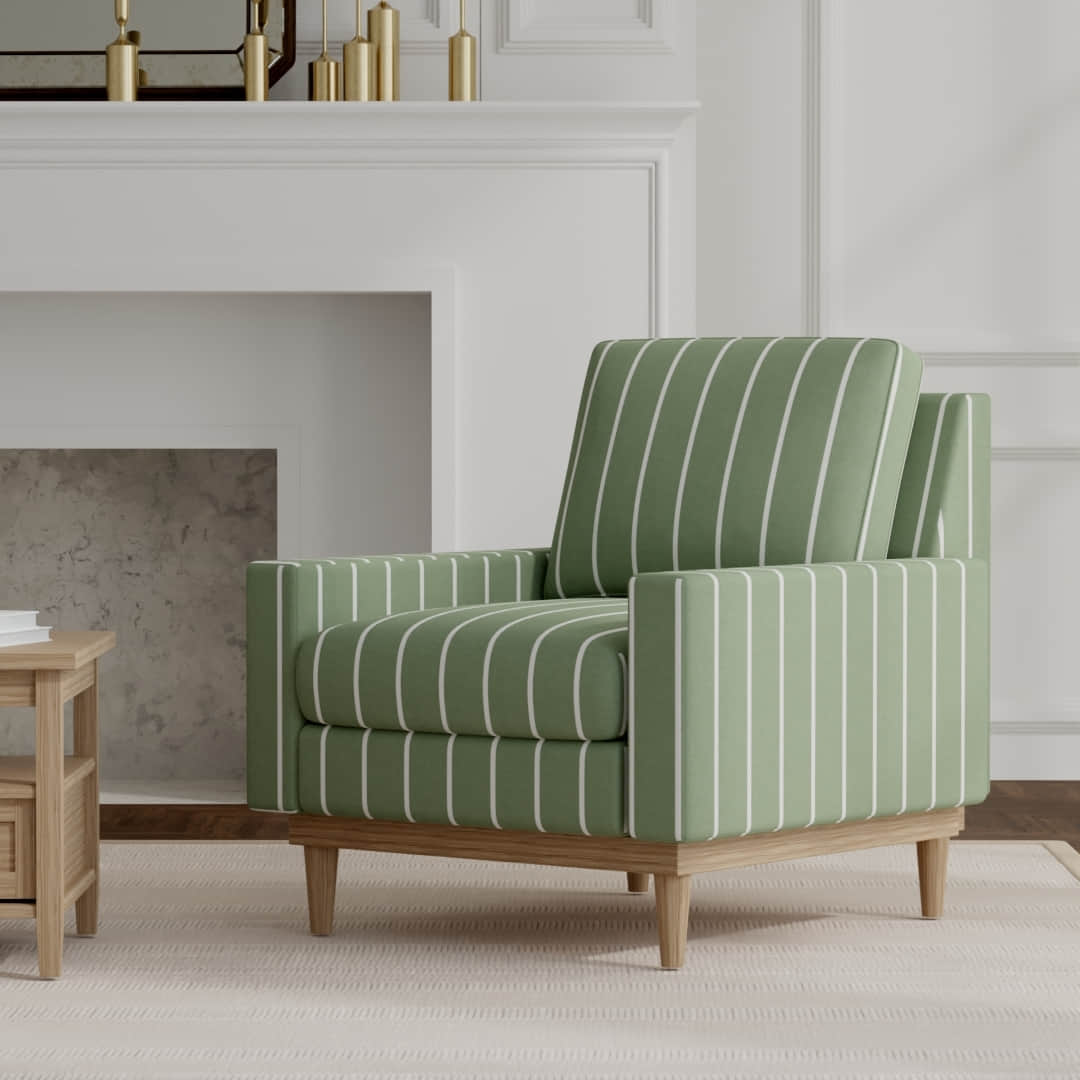 Randolph Olive upholstered on a mid century modern chair