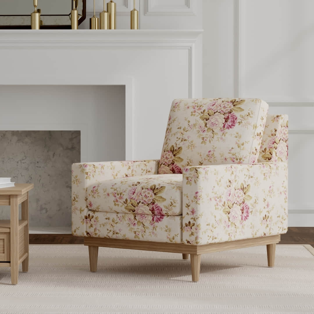 Reid Petal upholstered on a mid century modern chair