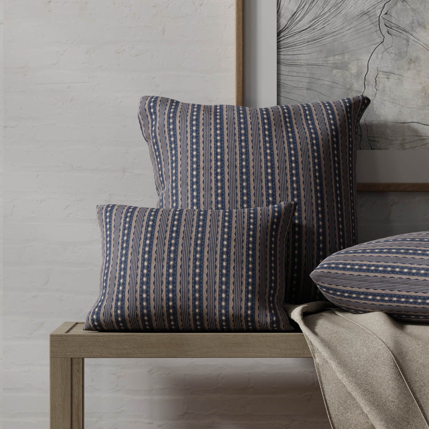 Ringo Navy made up on pillows