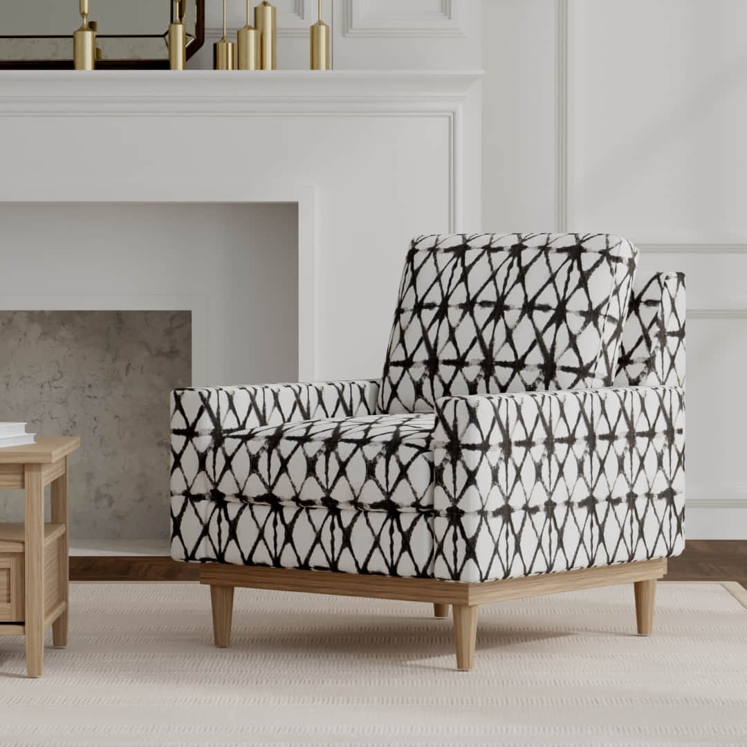 Robin Iron upholstered on a mid century modern chair