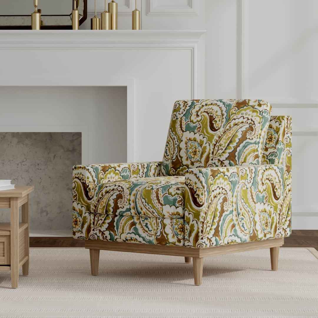 Savvy Meadow upholstered on a mid century modern chair