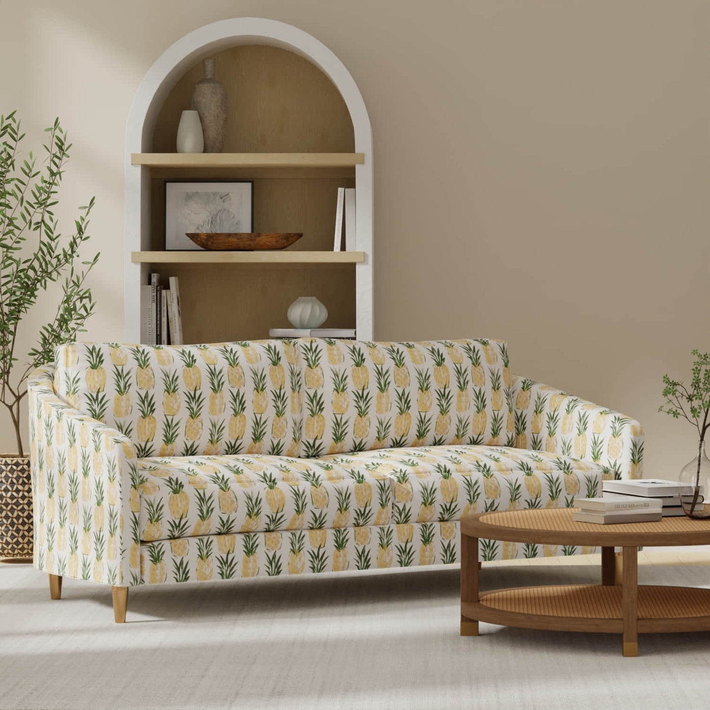 Talley Pineapple upholstered on a couch