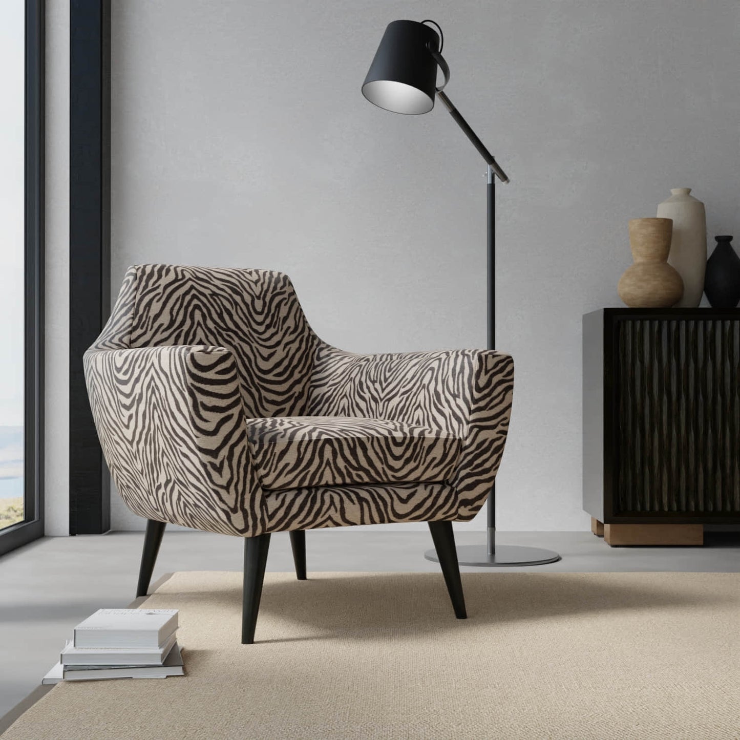 Tiger Ebony upholstered on a contemporary chair