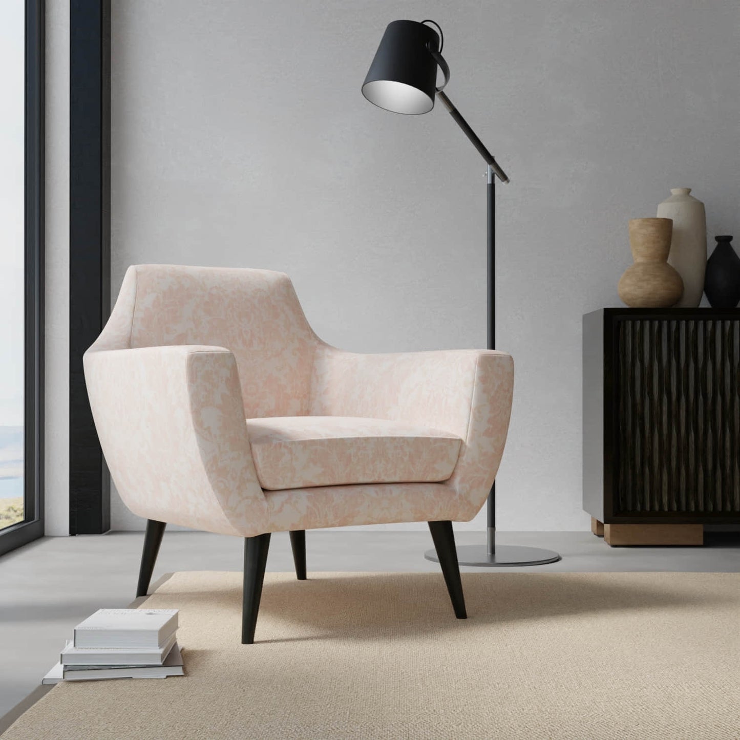Warby Pink upholstered on a contemporary chair