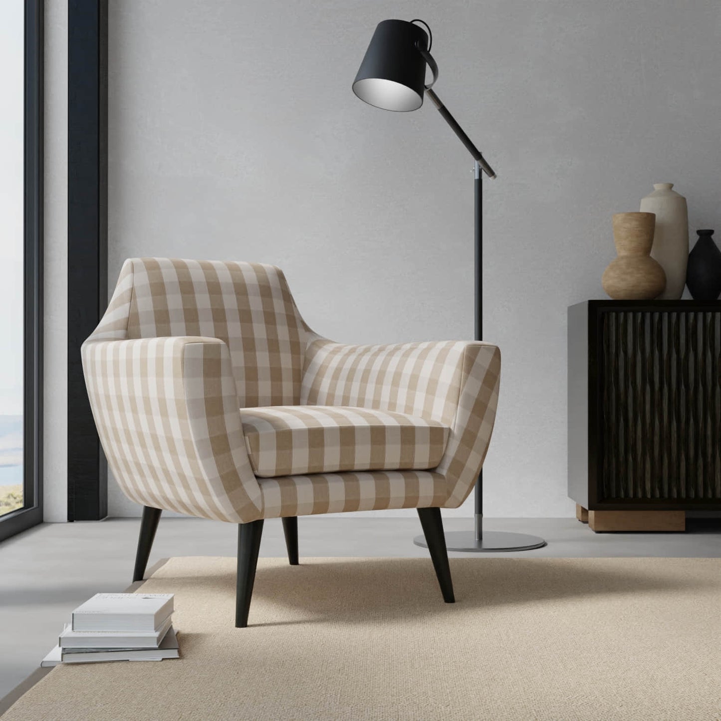 Weiss Fawn upholstered on a contemporary chair