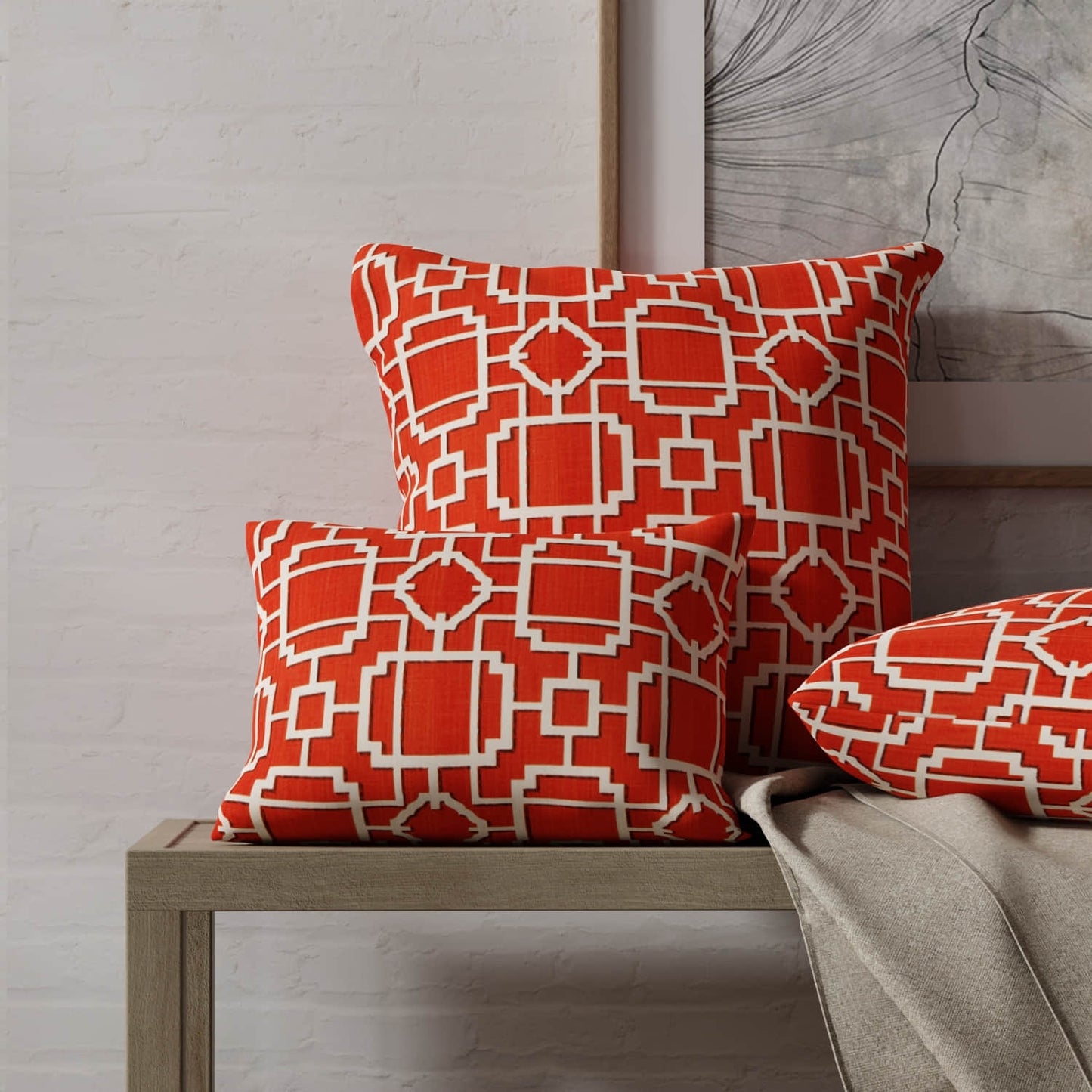 Wescott Mandarin made up on pillows