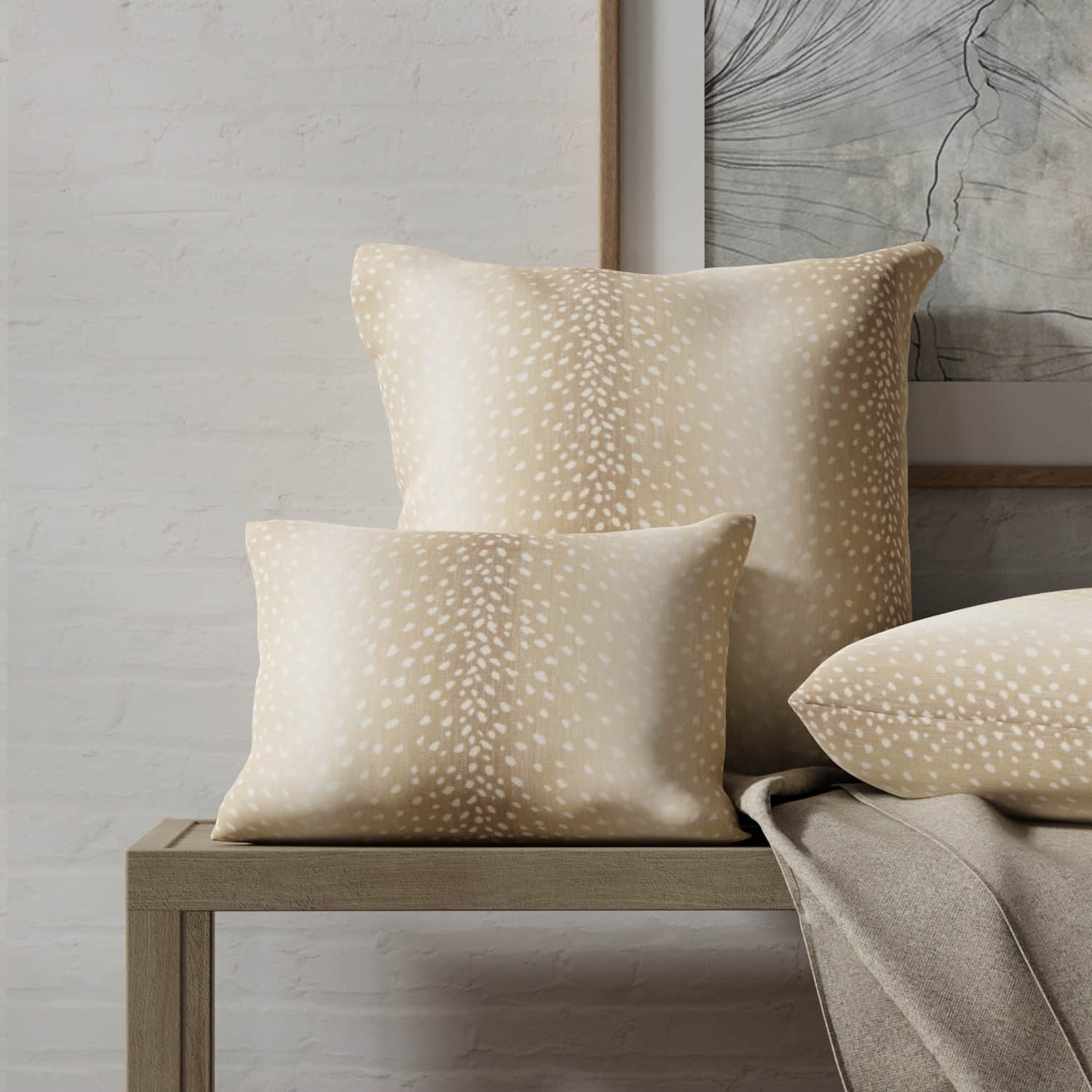 Whisper Cocoa made up on pillows