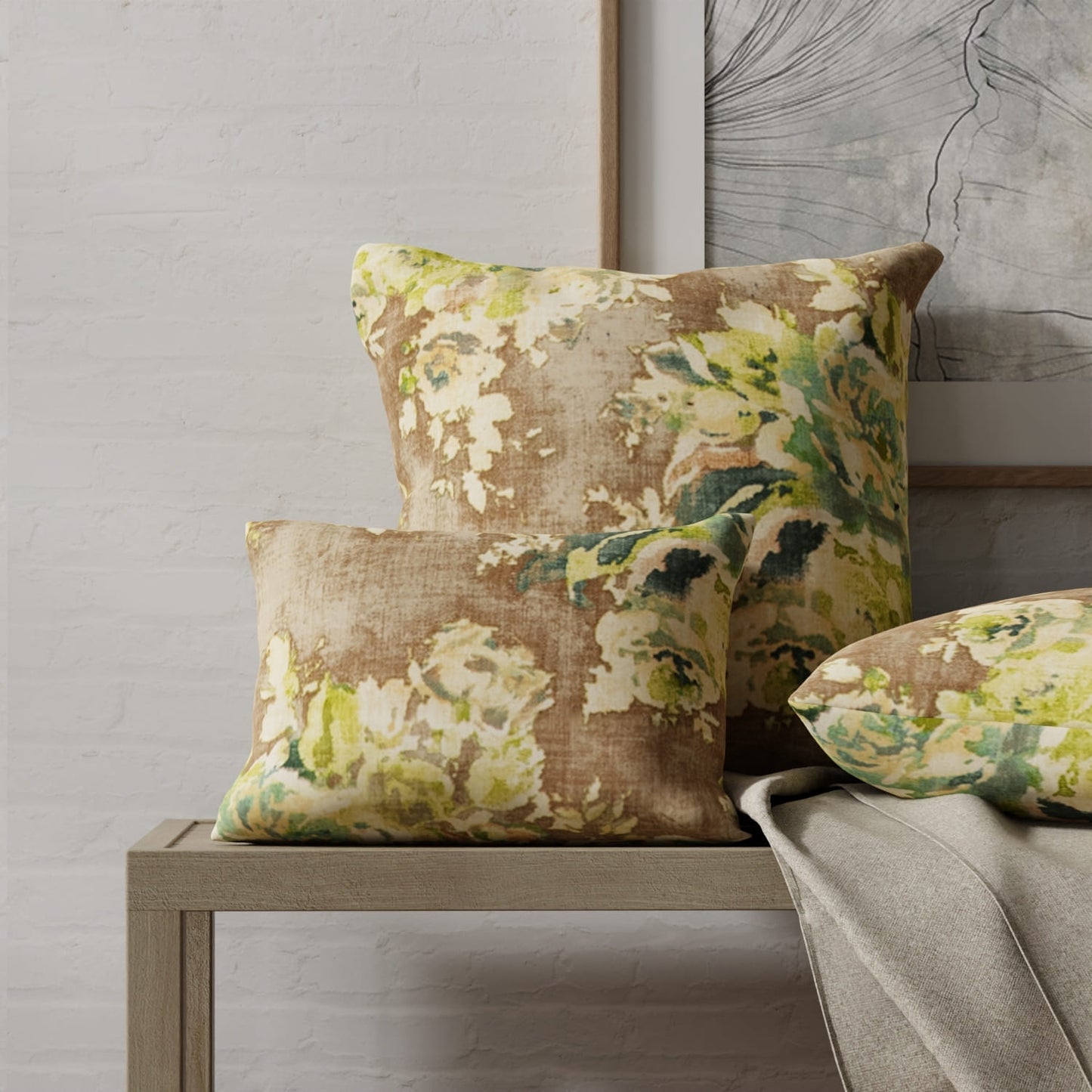 Wildon Leaf made up on pillows