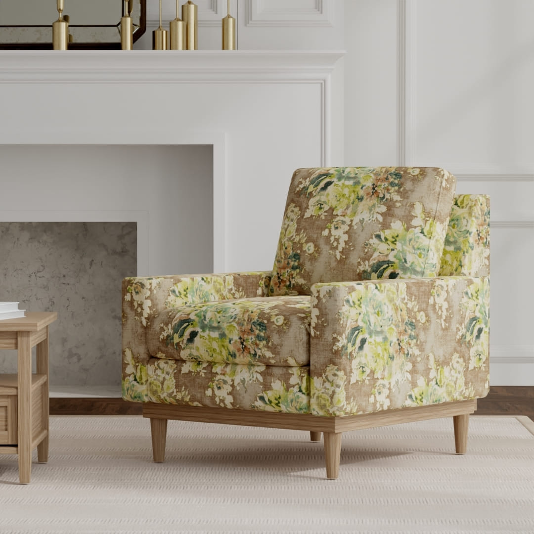 Wildon Leaf upholstered on a mid century modern chair