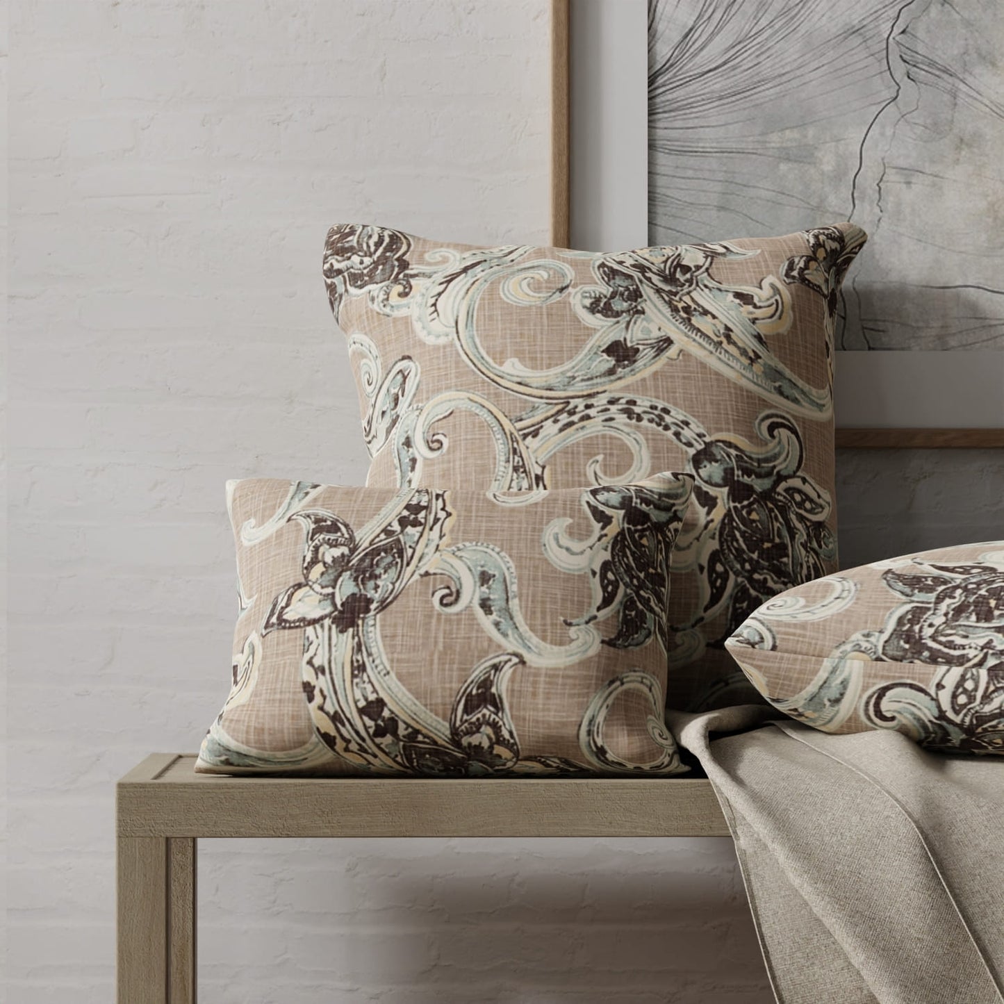 Wilson Graphite made up on pillows