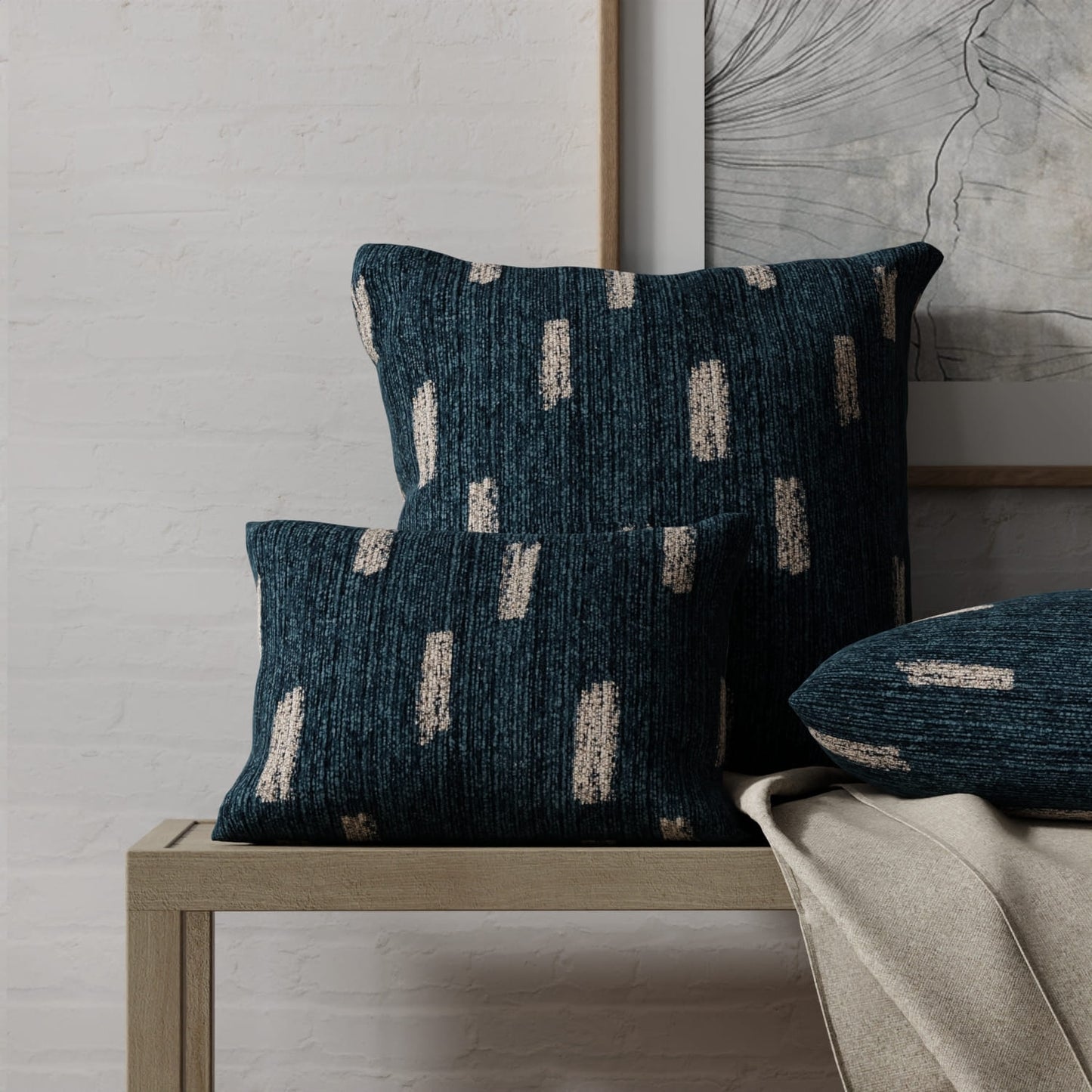 Zachary Admiral made up on pillows