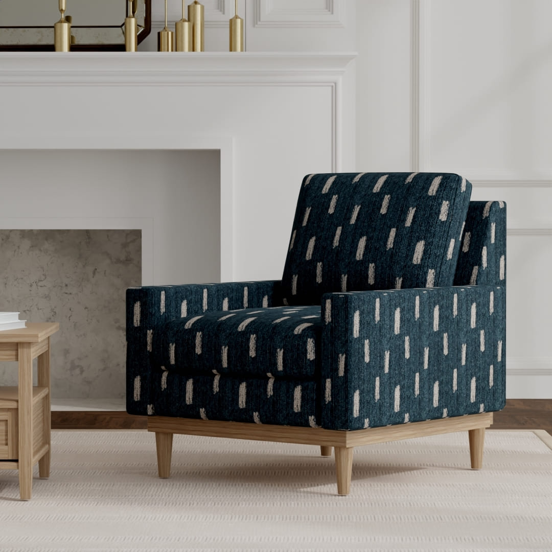 Zachary Admiral upholstered on a mid century modern chair