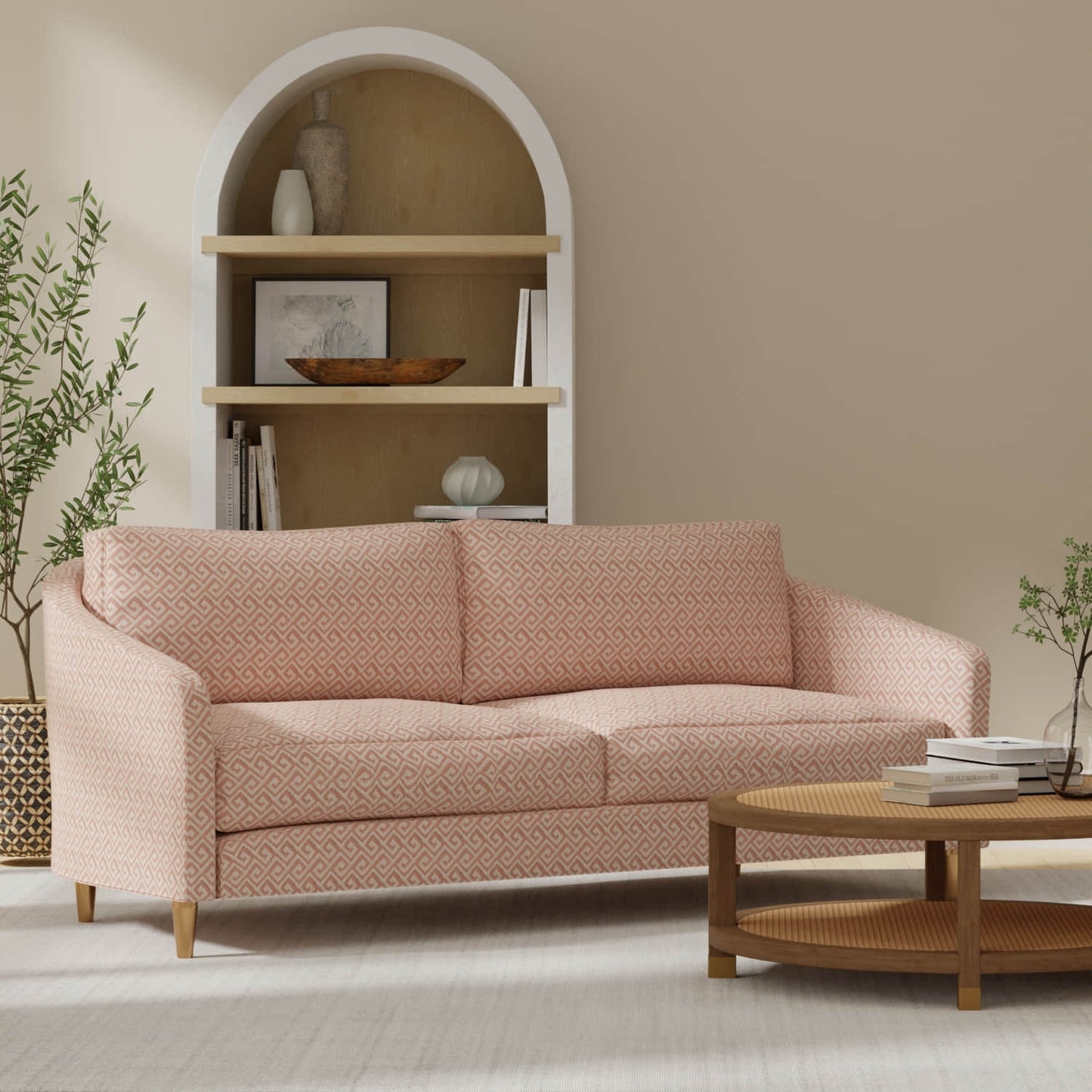 Zaiden Blossom upholstered on a couch