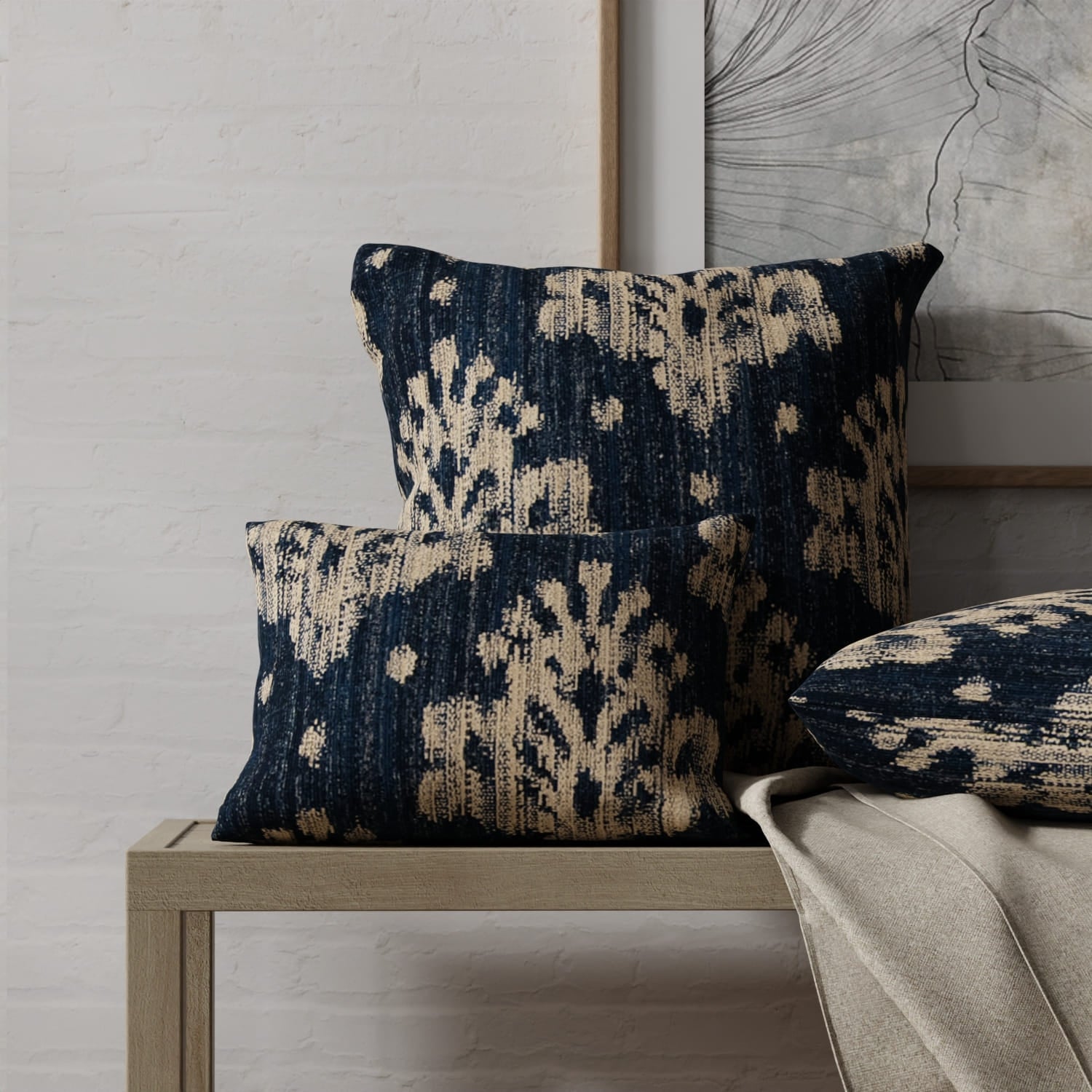 Ana River made up on pillows