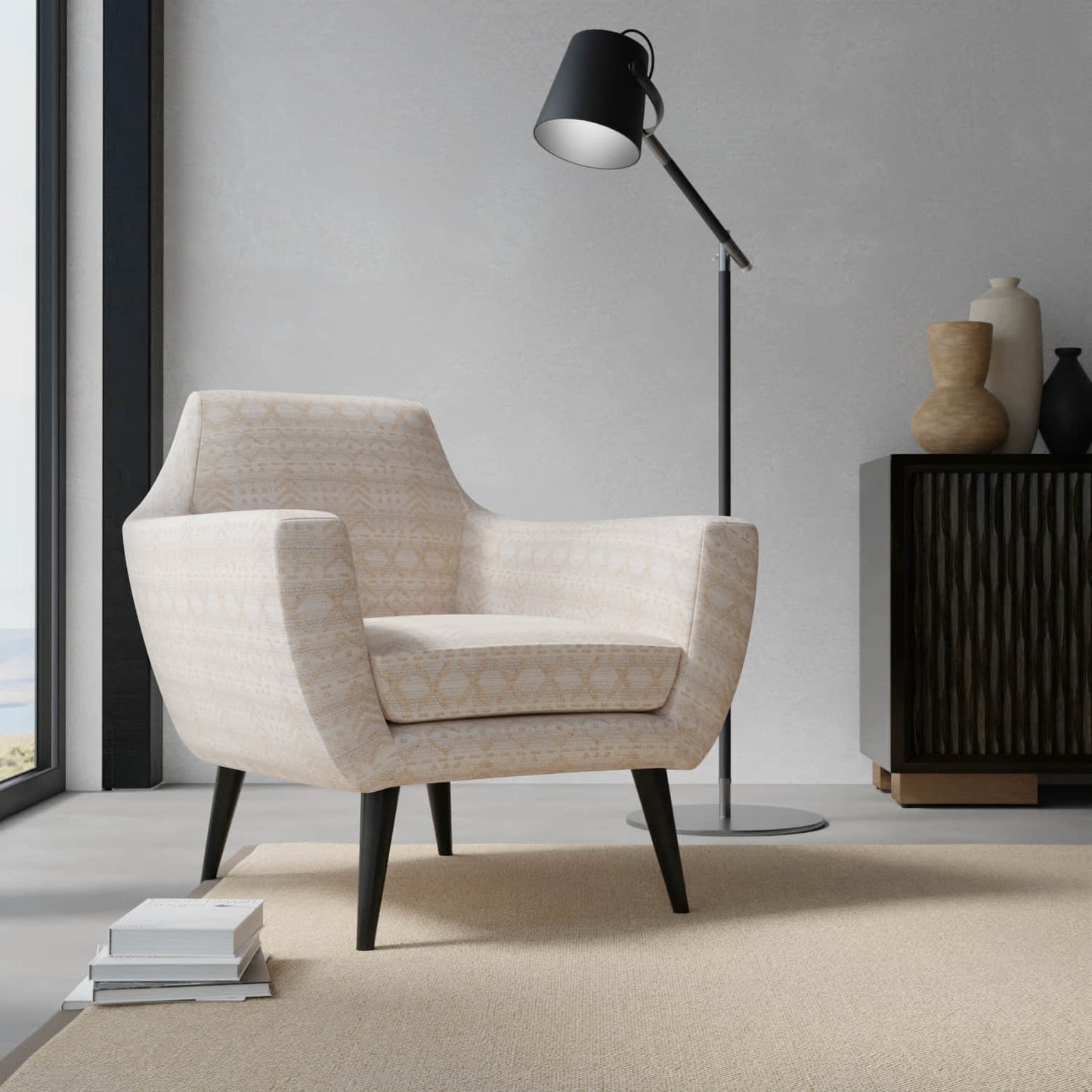 Beau Ecru upholstered on a contemporary chair