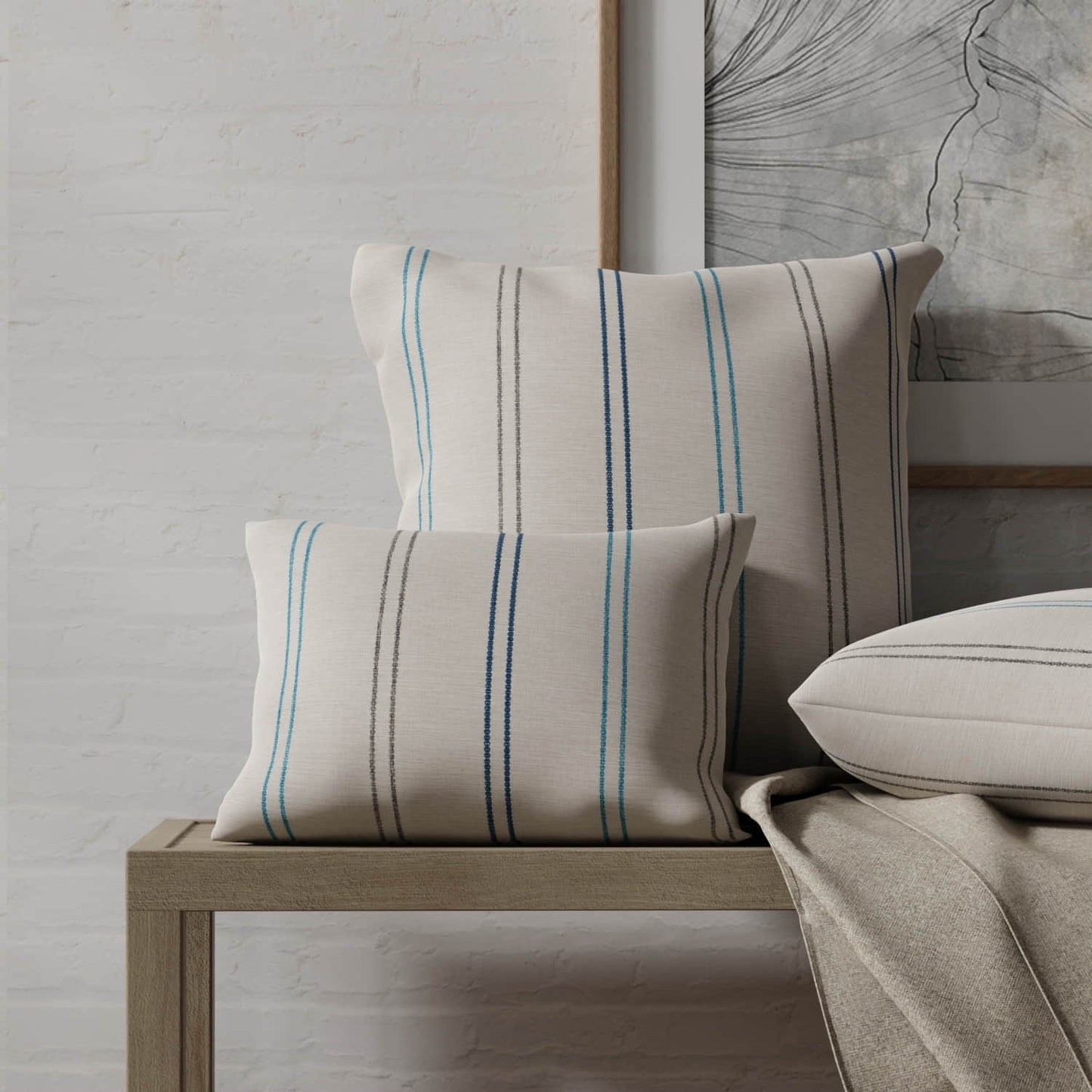 Belmar Fog made up on pillows