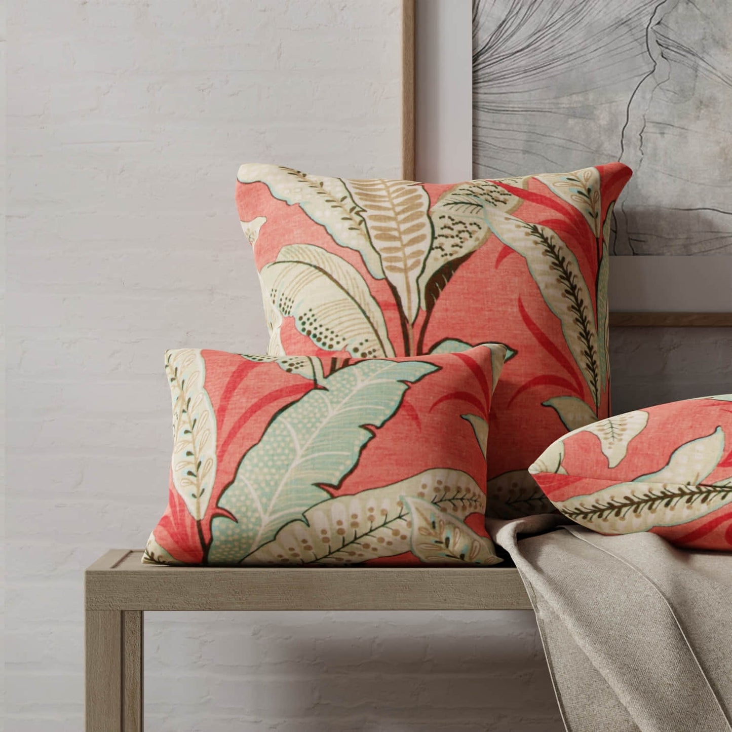 Berkley Coral made up on pillows