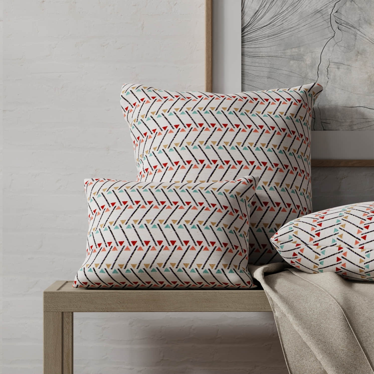 Dublin Primrose made up on pillows