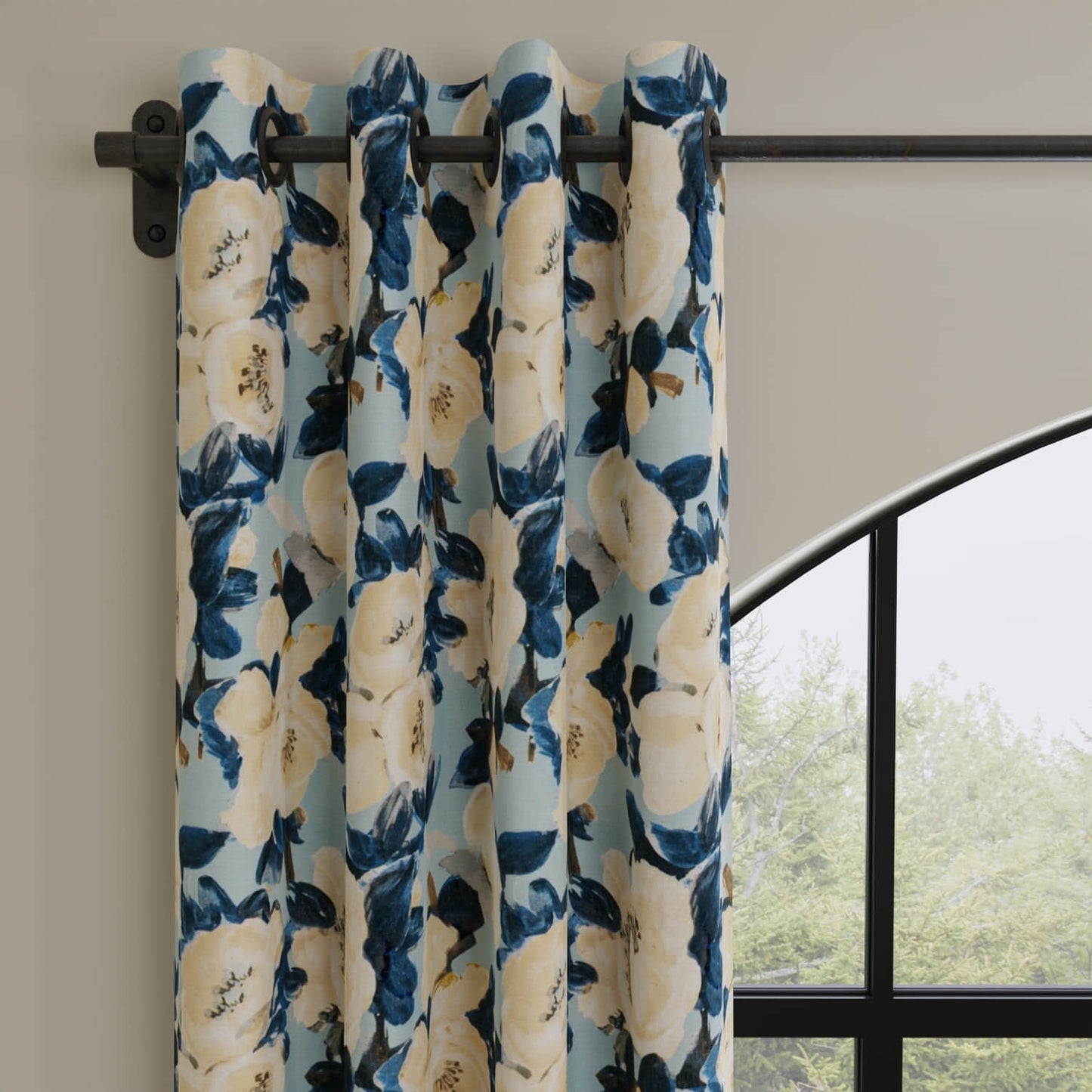 Julia Bluebell made up on drapery