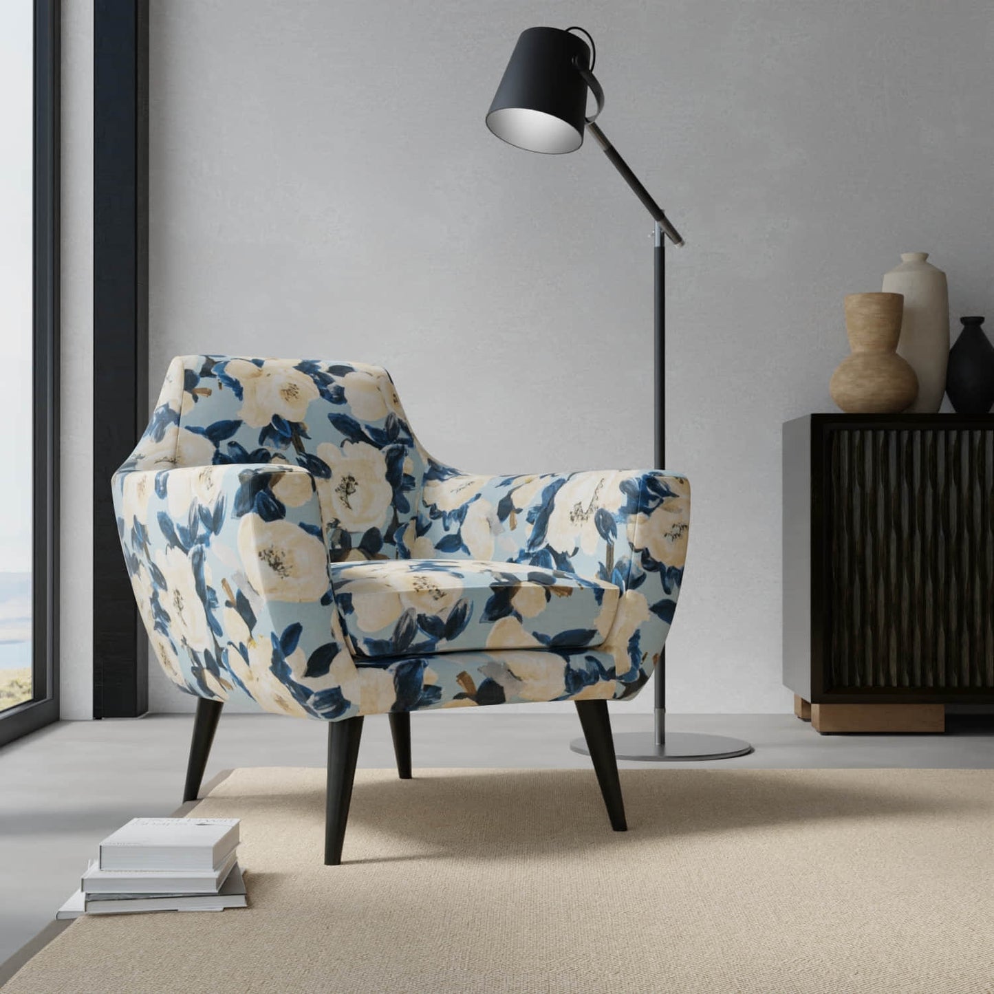 Julia Bluebell upholstered on a contemporary chair