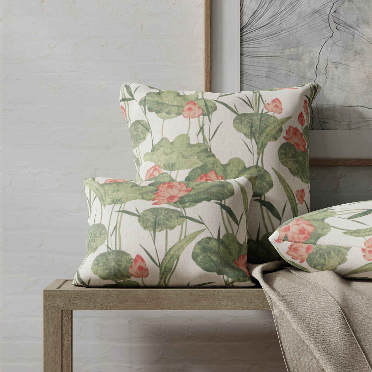 Lenox Blush made up on pillows