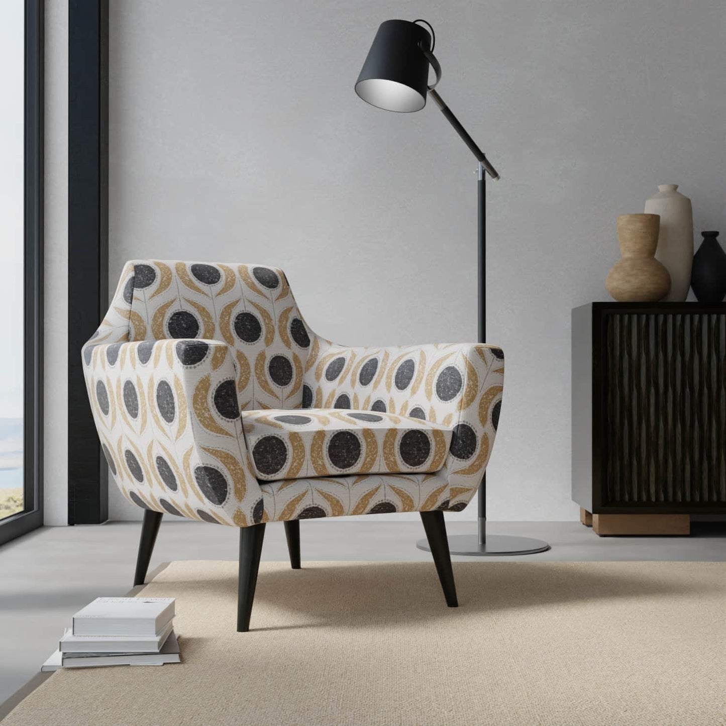 Odom Zinc upholstered on a contemporary chair