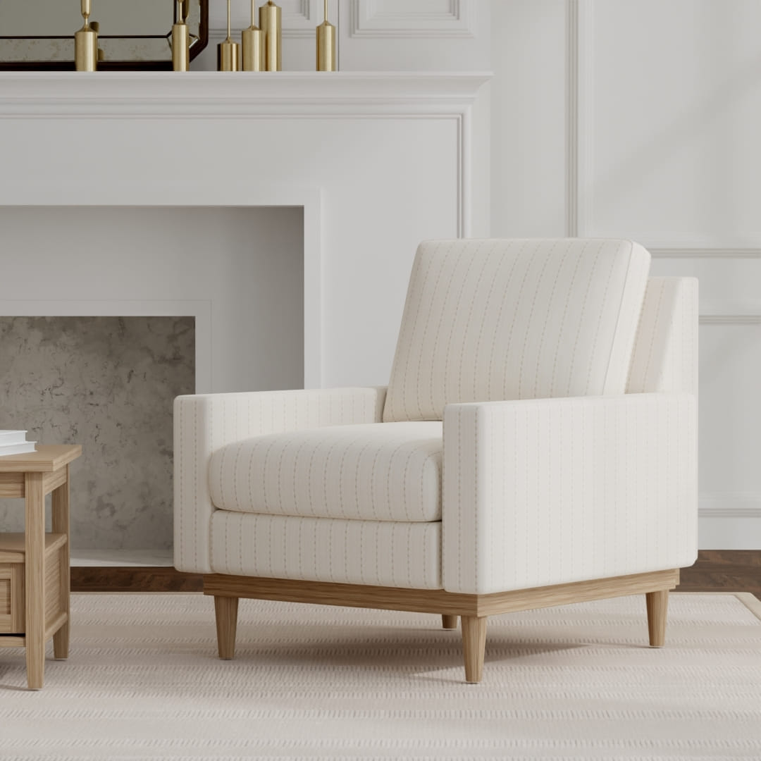 Ringo Ivory upholstered on a mid century modern chair