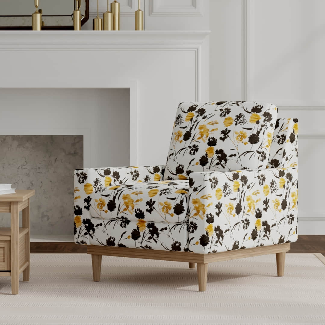 Robbie Amber upholstered on a mid century modern chair