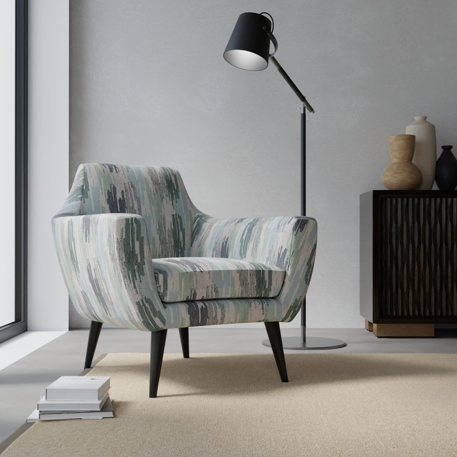 Spencer Seafoam upholstered on a contemporary chair